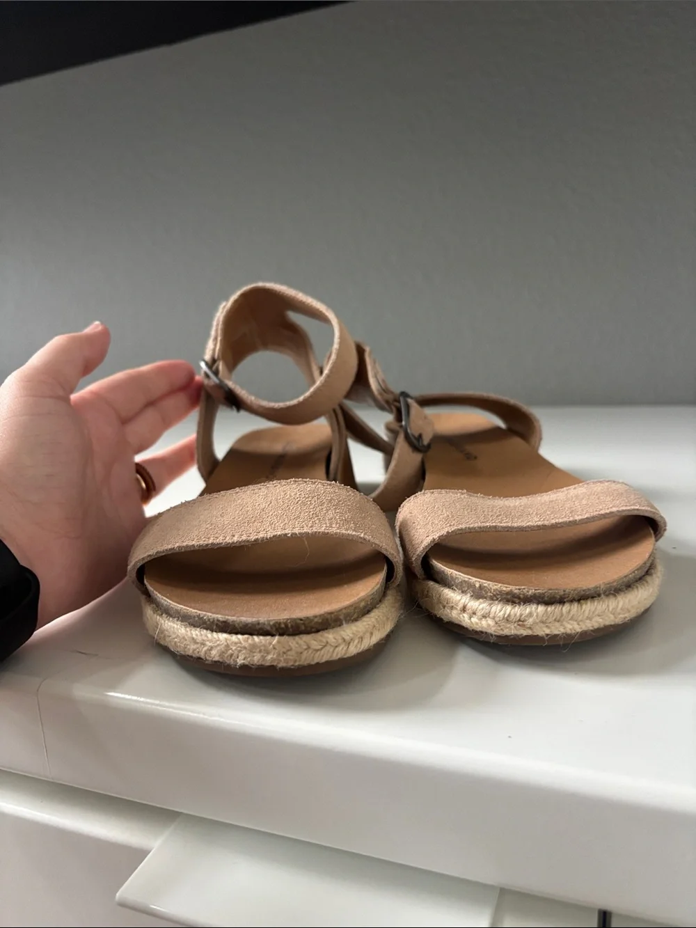 Lucky Brand Beige/Tan Espadrille Ankle Strap Sandals